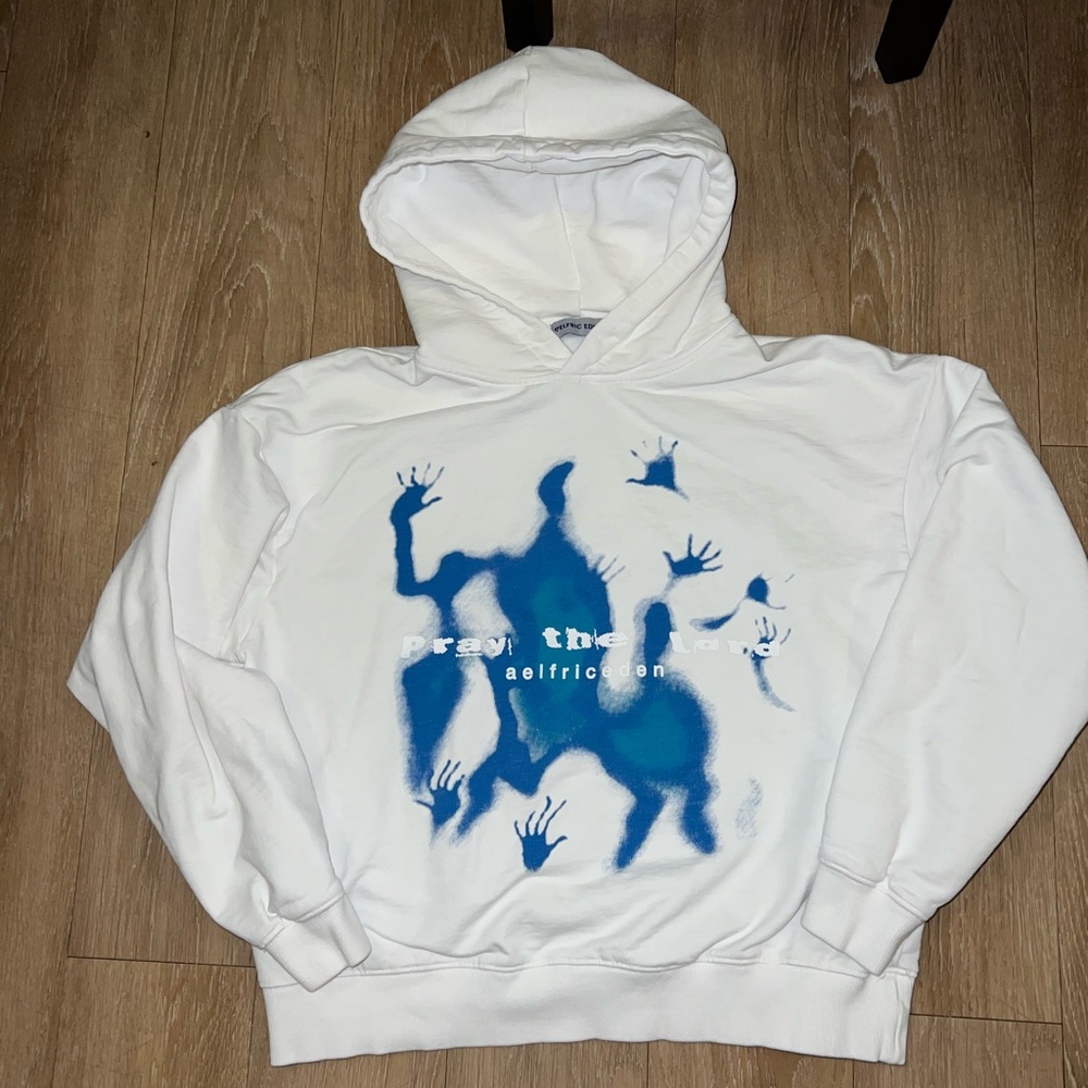 Aelfric Eden White Hoodie with Blue Label